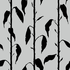 Decorative floral seamless pattern with vertical parallel stems. 