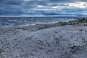 View of the Parnu Bay in evening in overcast whether. It a bay in the northeastern part of the Gulf...