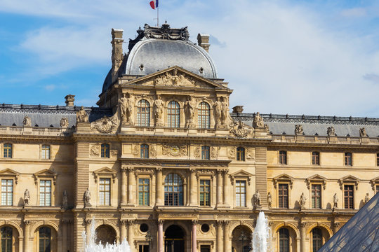 View of the Pavillon Sully of the Louvre in Paris, France. Is the world's largest art museum and is housed in the Louvre Palace, originally built in the late 12th to 13th century.