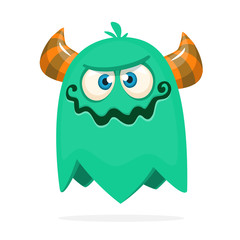 Funny cartoon monster. Vector Halloween illustration