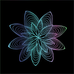 Color flower pattern. Psychedelic cosmic mandala motive.