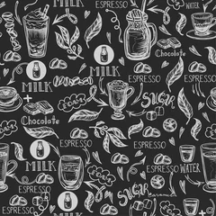 Wallpaper murals Coffee Seamless pattern with coffee cups. Vector.
