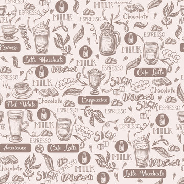 Seamless pattern with coffee cups. Vector. © Yumeee