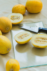 A group of bright orange melon berries.
