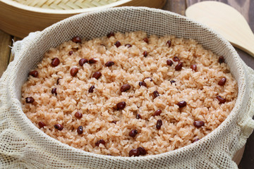 Sekihan, steamed sticky rice with red beans, Japanese food