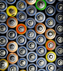 Salt and alkaline batteries, source of energy for portable technology. AAA and AA batteries