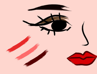 Women are makeup with lipstick.