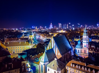 Panele Szklane  Warszawa Stare Miasto nocą