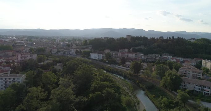 Mont&eacute;limar aerial approach, Dr&ocirc;me, France