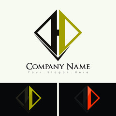 Naklejka premium H Alphabet logo, Half H colored