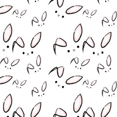 Seamless background with rabbit ears. Vector graphics