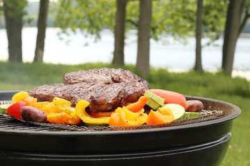 grilled meat outside