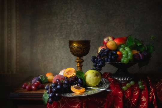 Still life with fruits in Baroque style