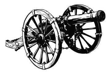 Fototapeta premium 18 century howitzer. Old weapon. 