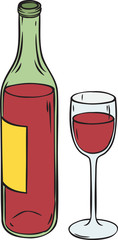 Red Wine Bottle and Glass