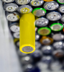Salt and alkaline batteries, source of energy for portable technology. AAA and AA batteries