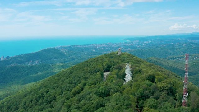 Aerial View Ferris Whell on Top Hill