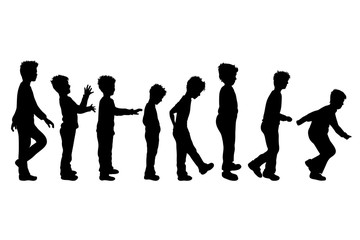 Fototapeta na wymiar Vector silhouette of children´s friends on white background. Symbol of child, boy,siblings,brother,funny,set.