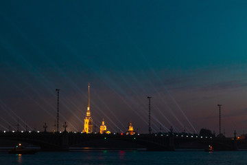 Neva river and Peter-Pavel's Fortress at night