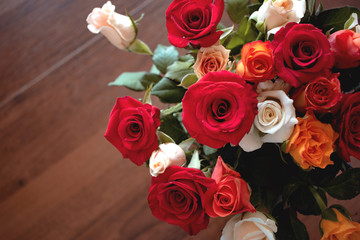 bouquet of roses on the table