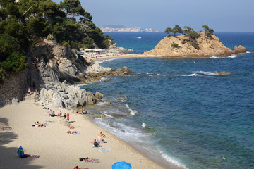 Obraz premium Platja d'Aro, Spain, beach view in simmer