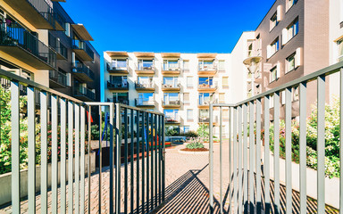 EU Entrance apartment residential buildings with outdoor facilities
