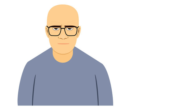 Portrait of the bald man with glasses