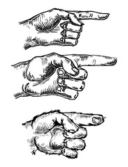 Pointing finger. Hand sign for web, poster, info graphic