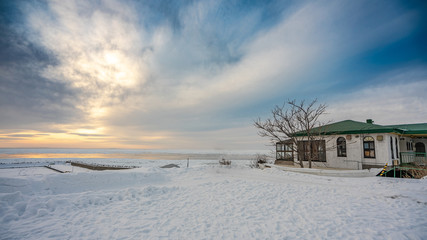 House With Winter Snow Landscape