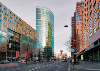 Road with modern architecture on Potsdamer Platz