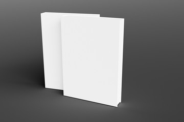 mock up template of 2 blank books on gray background with shadow. 3D illustration