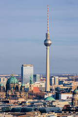 Fototapeta na wymiar Cityscape with Berlin Cathedral and Fernsehturm TV tower