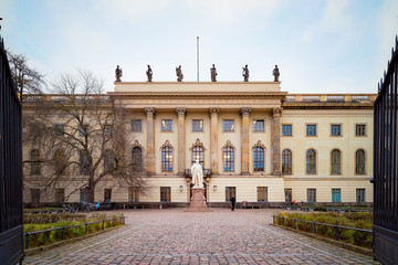 Obraz premium People at Humboldt University and Street in German Mitte Berlin