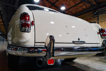 Back headlight in white vintage classic car auto