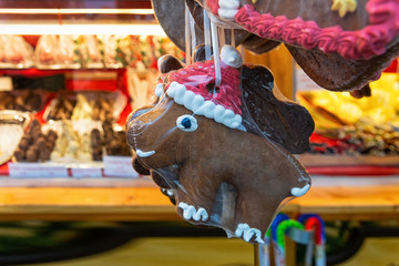Gingerbread cookies in Christmas market in Germany