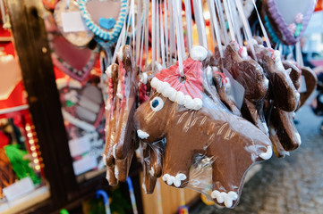 Gingerbread cookies at Christmas market of Germany