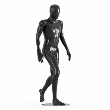 Black mannequin step forward. rendering on a white background