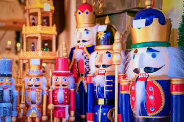 Wooden Christmas toys and decorations Christmas market at Alexanderplatz - obrazy, fototapety, plakaty