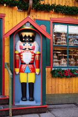 Wooden Christmas nutcracker toy in Christmas market at Alexanderplatz
