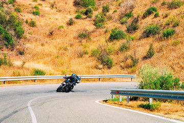Scenery of motorcycle in highway in Cagliari in Sardinia