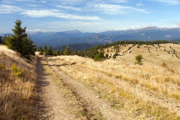 Mount Hoverla or Goverla and unpaved road,