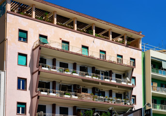 Facade of modern residential house apartment building Cagliari