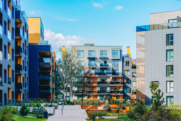 Modern apartment residential building quarter