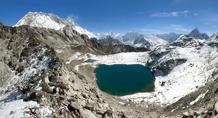 view from Kongma la pass to mount lhotse and Makalu