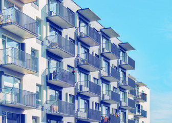 Detail of apartment residential buildings with balconies