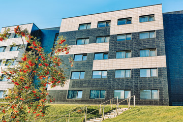 Staircase at new residential buildings with outdoor facilities