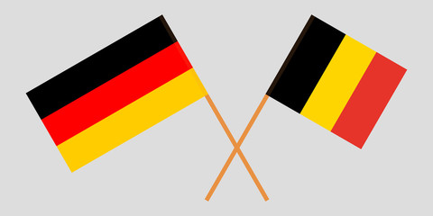 Belgium and Germany. Crossed  Belgian and German flags