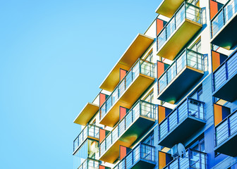 Modern building apartment house copy space