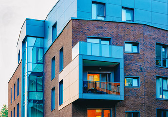 New modern flat apartment building exterior