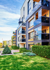 Modern residential buildings with green trees - 285842275